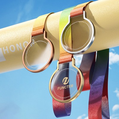 Round Man Made Crystal Aluminum Alloy Award Medal Clear Background