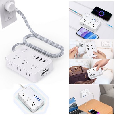 10-in-1 5' Woven Cord Safety Outlet