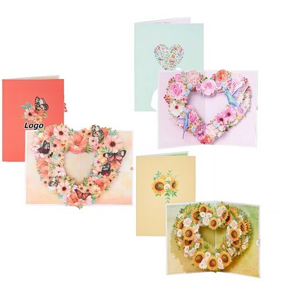 3D Pop Up Birthday Card with Purple Floral Ring Design