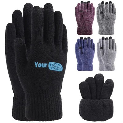 Acrylic Thick And Warm Knitted Touchscreen Gloves(Ocean)