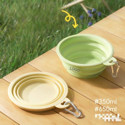 Collapsible Travel Dog Bowl Portable Outdoor Silicone Pet Water and Food Bowl 350-650ml