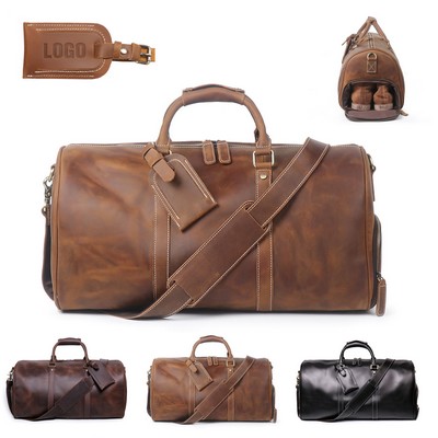30L Vintage Crazy Horse Leather Travel Duffel Bag