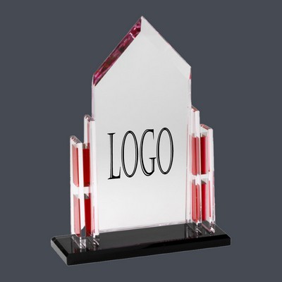 Mini Red Crystal Cathedral Award on Black Base