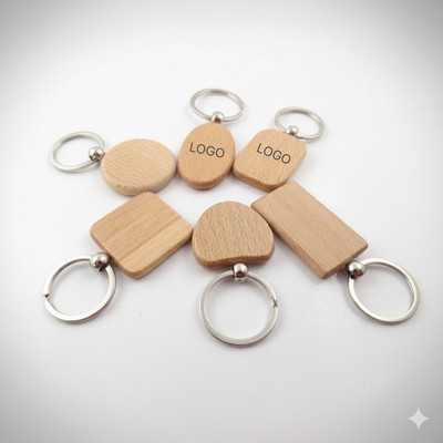 Wooden Keychain Beech Wood Key Holder Natural Wood Keyring Handmade Small Pendant