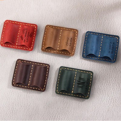 PU Bookmark Pen Loop Leather Double Pen Clip Book Page Clip