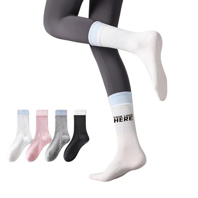 Anti Slip Mid Tube Pilates Grips Yoga Socks