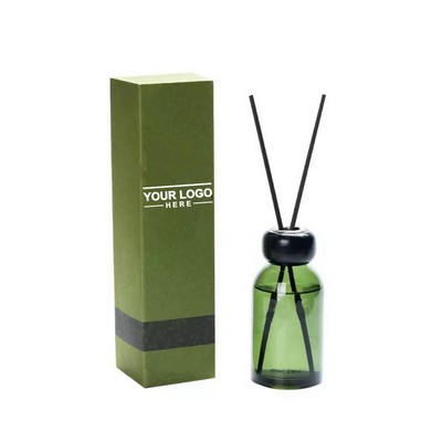 Crystal Stone Reed Diffuser Gift Set, Green Glass Bottle with Rattan Sticks, 15 ml Essential Oil