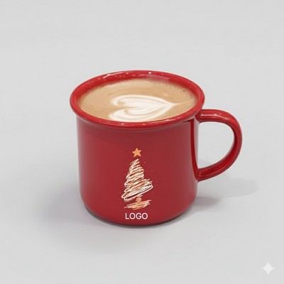 Red Christmas Ceramic Mug Holiday Coffee and Water Cup 280ml