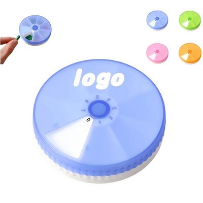 Portable Transparent Seven-Compartment Rotating Pill Box