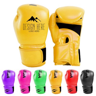 Personalized 12 OZ PU Leather Boxing Gloves with Full Color Logo