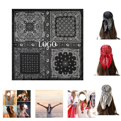 Satin Scarf Square Silk Like Feel Women Elegant Accessory Versatile