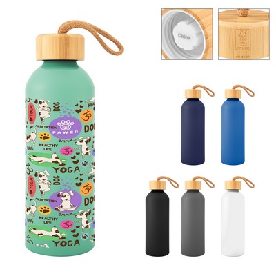 25 Oz. Full Color Blaire Recycled Aluminum Bottle With Bamboo Lid