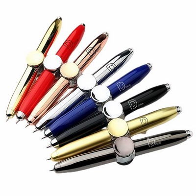 Colorful Fidget Spinner Multifunctional Metal Ballpoint Pen W/LED