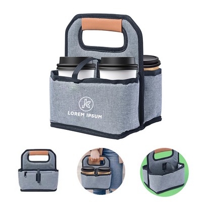 Portable Organizer Tote Bag Reusable 4 Coffee Cup Carrier