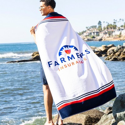 Harbor Stripe Cotton Velour Beach Towel