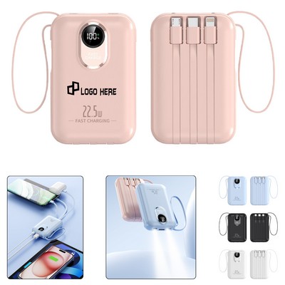 20000Mah Fast-Charging Power Bank W/ Built-In Cables