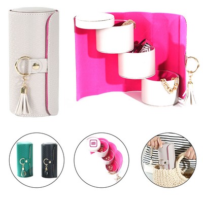 Triple Layer Round PU Jewelry Organizer Box