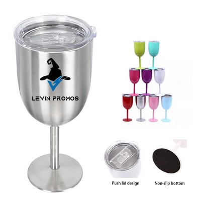 10oz Stainless Steel Wine Goblet with Lid