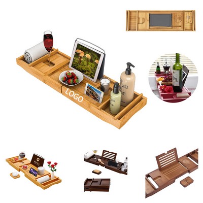 Adjustable Wood Luxury Bathtub Caddy Tray