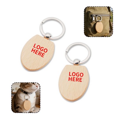 Wooden Shield-Shaped Keyring