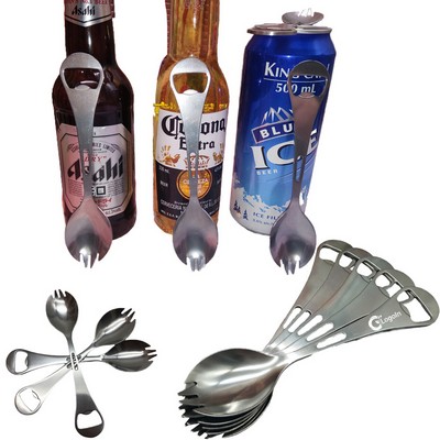 Camping Multi-Function 3" 1 Stainless Steel Spork Bottle Opener
