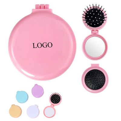 Collapsable Pocket Size Mini Brush With Mirror