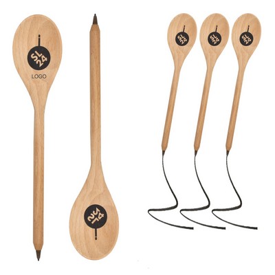 Eco-Friendly 3D Sculpted Wooden Spoon Pen Natural Birch Wood Ballpoint Custom Laser Engraved