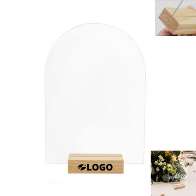 Acrylic Sign Holder w/ Wood Base