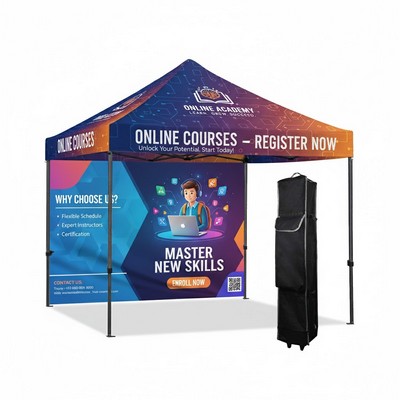 10' Deluxe Black Steel Canopy Kit with Full Back Wall