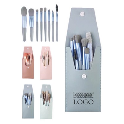 Portable Soft Bristle Makeup Brush Set with Leather Case