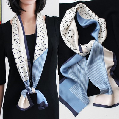 Custom 5.9" x 57" 100% Silk Long Scarf Double Sides Silk Purse Scarf