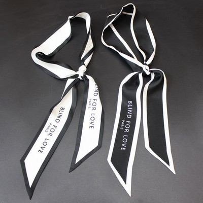 Custom 47.2" x 2.4" 100% Silk Hair Wrap Twill Silk Ribbons Handbag Wrap