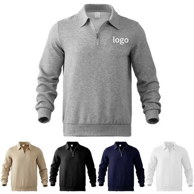 Notch Lapel Half-Zip Men's Shirt