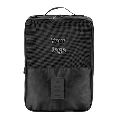 11.4" x 8.7" x 5.3" Polyester Oxford Travel Shoe Organizer Bag (3-Layer)