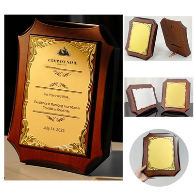 Walnut Plaques With Brass Plates