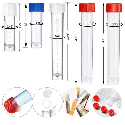 Plastic Vials with Screw Caps Sample Tubes