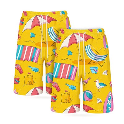 Men's Lightweight Sublimated Drawstring Shorts – 135 GSM Stretch Polyester