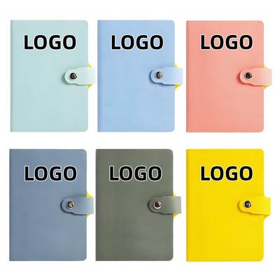 A7 Pu Leather Cover Notebook W/ Snap Closure