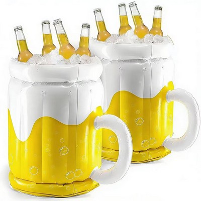Inflatable Beer Mug Outdoor Portable Ice Bucket Beach Pool Party Cooler