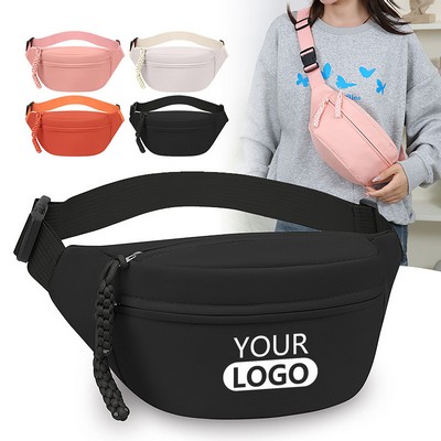 Crossbody Fanny Pack With Three Zipper Pockets