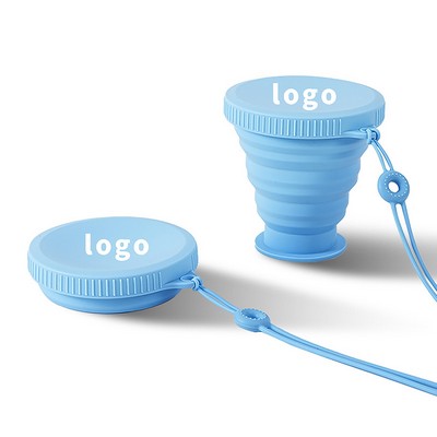 6oz Collapsible Silicone Travel Cup With Lanyard