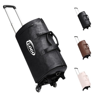 Rolling Leather Travel Duffle Luggage