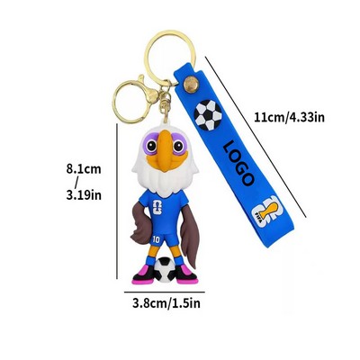 2026 World Cup Mascot Keychain Cute Cartoon Backpack Charm
