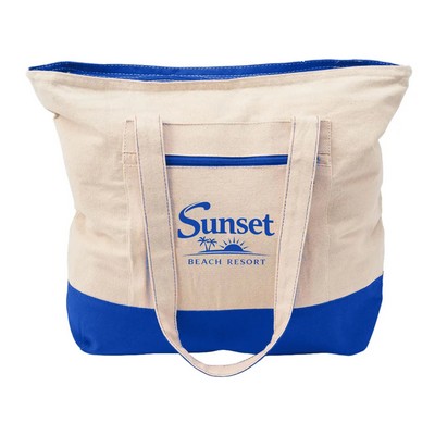 12 Oz. Cotton Canvas Zippered Tote Bag- 14" x 18" x 4"