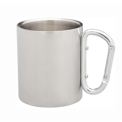 10 oz Stainless Steel Coffee Mugs w/ Custom Logo & Carabiner