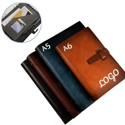 Vintage Leather Lined Journal Refillable Notebook with Pen