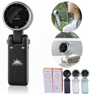 Mini Handheld Turbo Fan Rechargeable LED Display Foldable