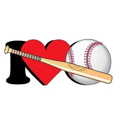 I Love Baseball w/ Bat Magnet w/ Full Magnetic Back (3 Square Inch)