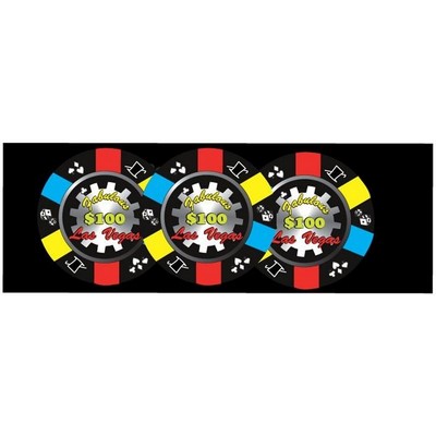 Las Vegas $100 Poker Chip Panoramic Badge w/ Bar Pin (1 5/8"x4 5/8")
