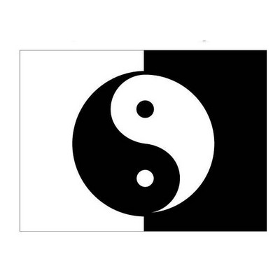 Yin Yang Rectangle Badge w/ Bar Pin (2.5"x3.5")